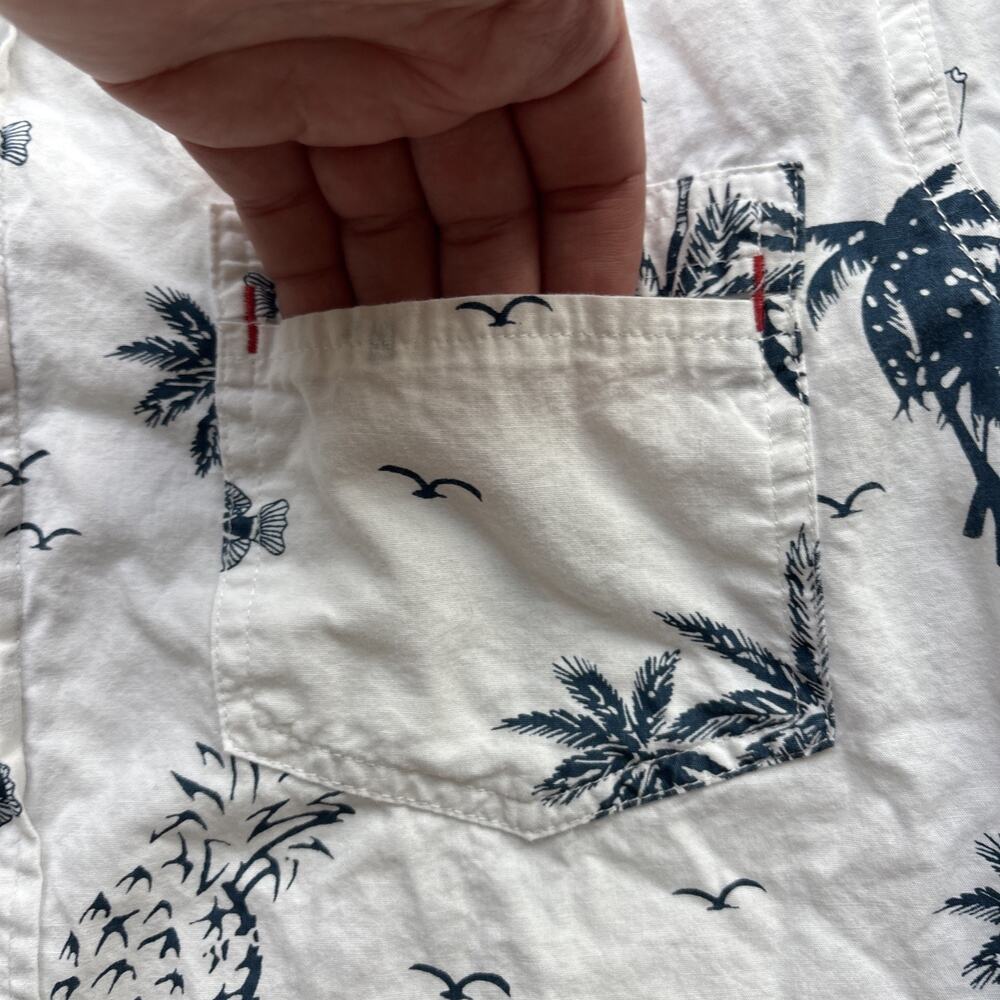 Burnside‎ Men Hawaiian Shirt Medium Short Sleeve Palm Tree Pineaple Fish - Picture 7 of 14